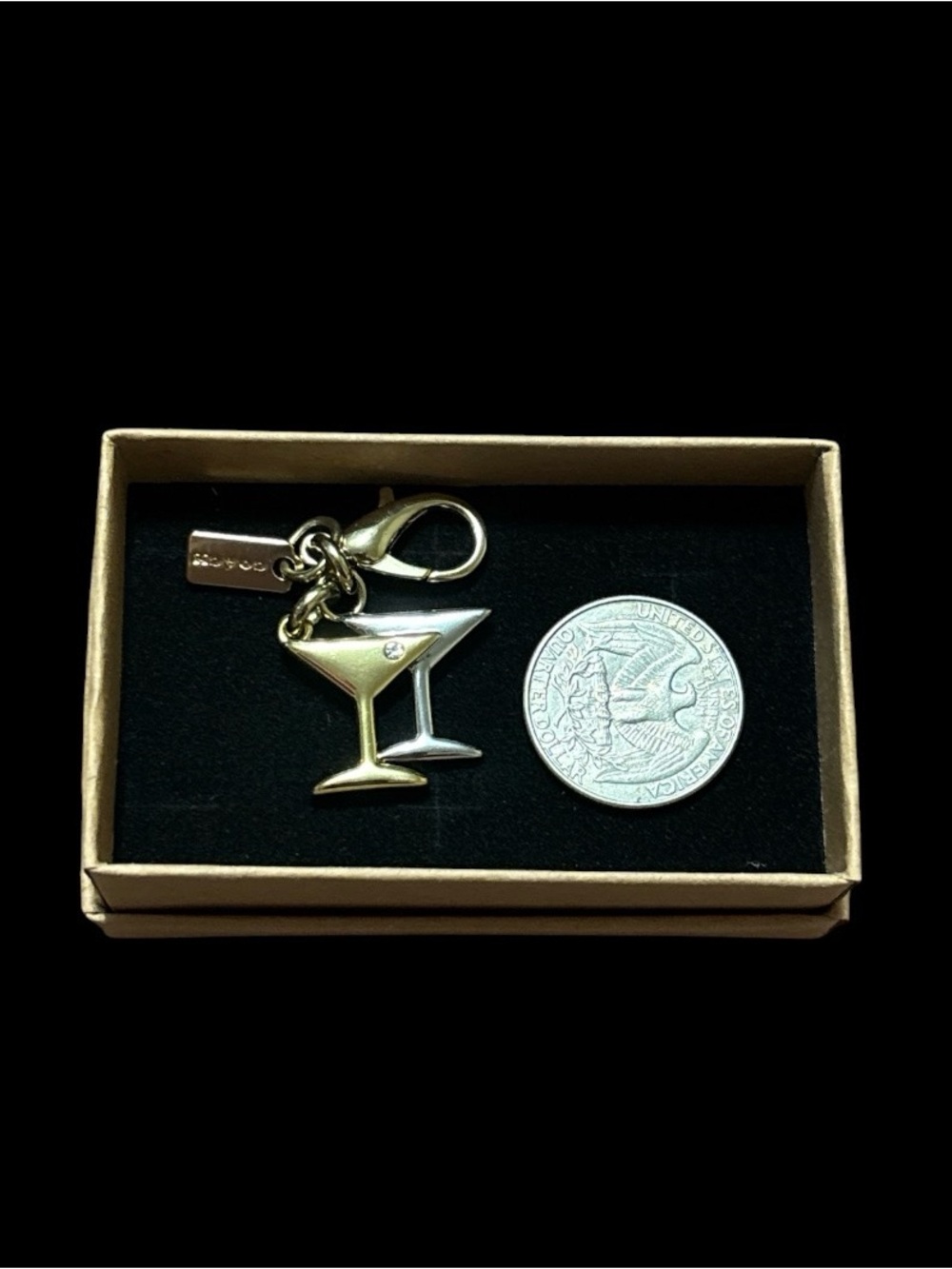 Coach Martini Glass Charm - Gold and Silver